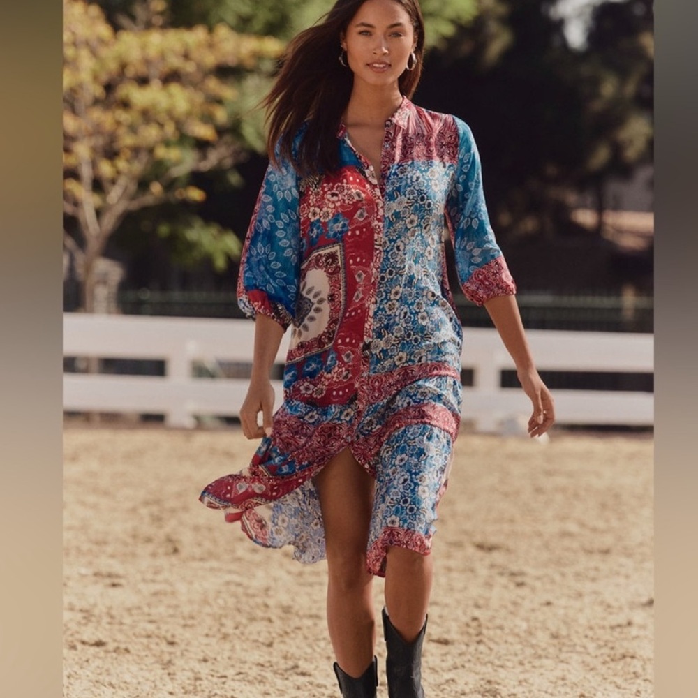 NWT Johnny Was Cornelia Dress Mayborn Scarf; XS. MISSING INSIDE SLIP MSRP $458